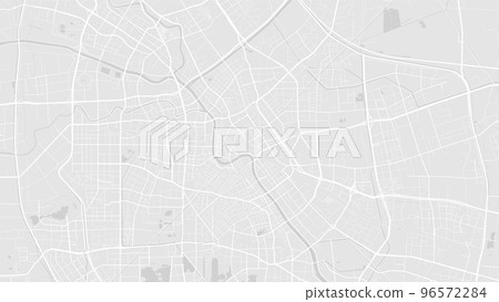 White and light grey Tianjin city area vector background map, roads and water illustration. Widescreen proportion, digital flat design. White and light grey Tianjin city area vector background map, roads and water illustration. Widescreen proportion, digital flat design. 96572284