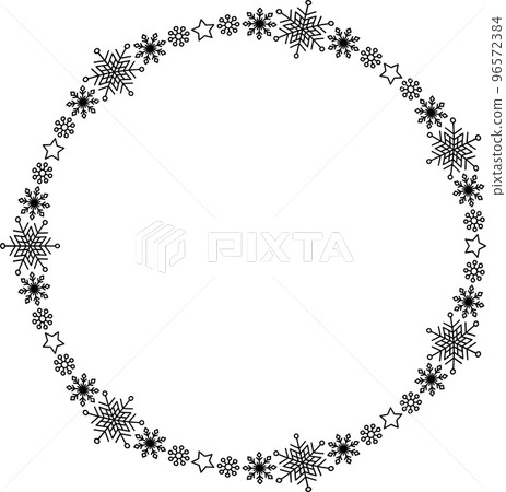 Snowflake circle frame. Winter snowflake round border. Snowflake circle frame. Winter snowflake round border. 96572384