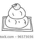 Cracked kagami mochi line drawing Cracked kagami mochi line drawing 96573036