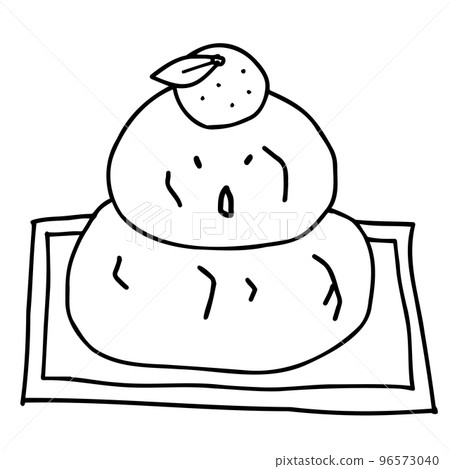 Kagami mochi line drawing cracked Kagami mochi line drawing cracked 96573040