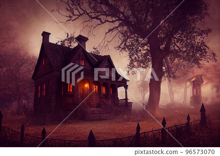 haunted house western house ghost horror game cemetery devil halloween haunted house western house ghost horror game cemetery devil halloween 96573070