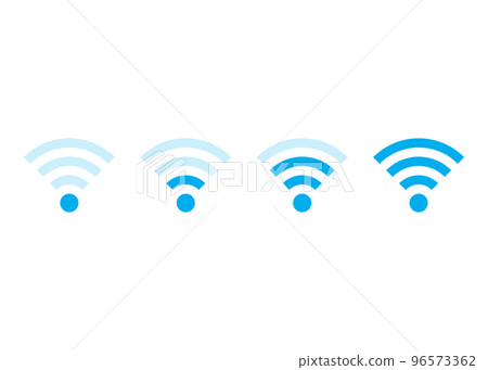 Wi-Fi mark Light blue Wi-Fi signal strength illustration set Icon material Variation Wi-Fi mark Light blue Wi-Fi signal strength illustration set Icon material Variation 96573362