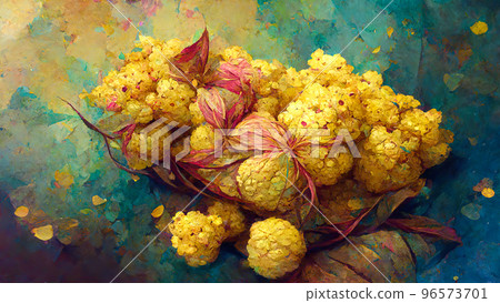 abstract floral drawing of a bouquet on a background imitating oil paints, illustration on the theme abstract floral drawing of a bouquet on a background imitating oil paints, illustration on the theme 96573701
