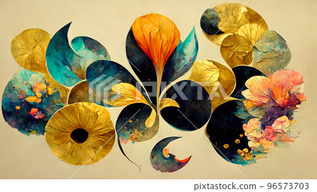 abstract floral drawing of a bouquet on a background imitating oil paints, illustration on the theme abstract floral drawing of a bouquet on a background imitating oil paints, illustration on the theme 96573703