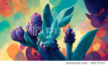 abstract floral drawing of a bouquet on a background imitating oil paints, illustration on the theme abstract floral drawing of a bouquet on a background imitating oil paints, illustration on the theme 96573707