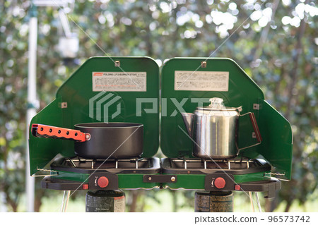 Camp kitchen utensils image of an outdoor kitchen 96573742
