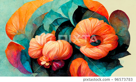 abstract floral drawing of a bouquet on a background imitating oil paints, illustration on the theme abstract floral drawing of a bouquet on a background imitating oil paints, illustration on the theme 96573783