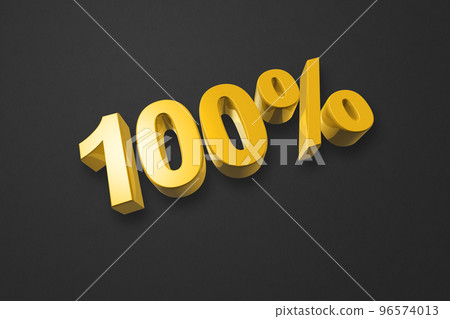 100% number. 3D illustration isolated on black 96574013