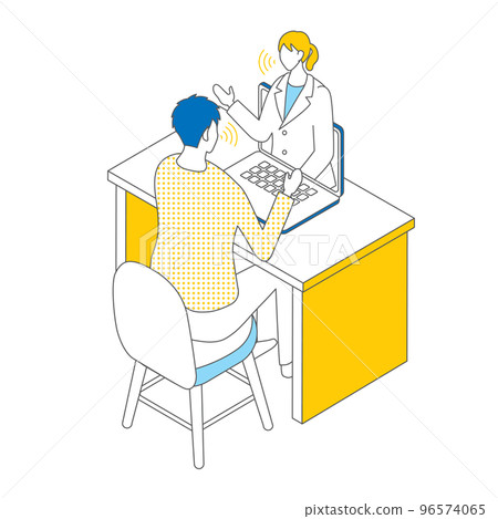 Isometric _ simple _ illustration of online counseling 96574065