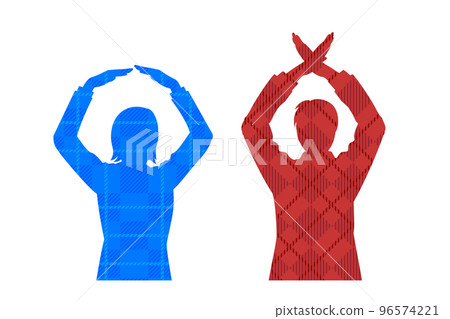 辦公室工作人員用手做圓 x 的剪影插圖檢查模式 辦公室工作人員用手做圓 x 的剪影插圖檢查模式 96574221