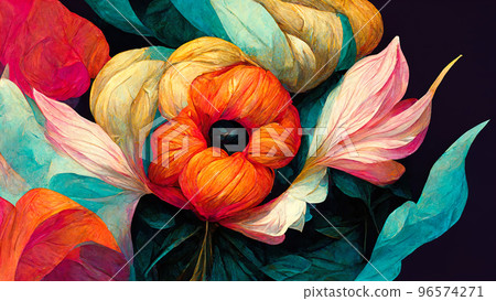 abstract floral drawing of a bouquet on a background imitating oil paints, illustration on the theme abstract floral drawing of a bouquet on a background imitating oil paints, illustration on the theme 96574271