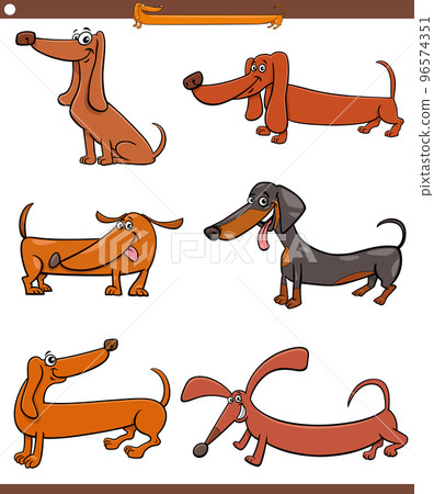 cartoon dachshunds purebred dogs animal characters set cartoon dachshunds purebred dogs animal characters set 96574351