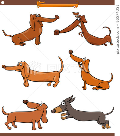cartoon dachshunds purebred dogs animal characters set cartoon dachshunds purebred dogs animal characters set 96574353