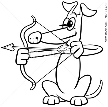 cartoon dog comic character shooting the bow coloring page 96574370