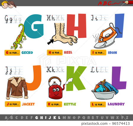 educational cartoon alphabet letters for children from G to L educational cartoon alphabet letters for children from G to L 96574413