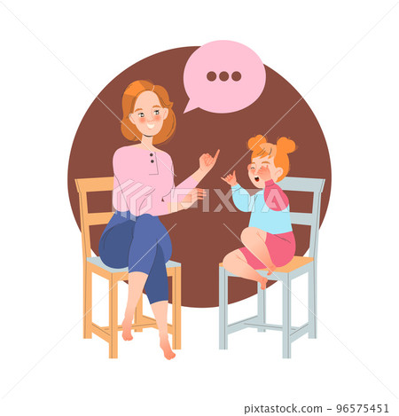 Mom Comforting Crying Little Child with Pinky Promise Gesture Supporting and Talking Vector Illustration Mom Comforting Crying Little Child with Pinky Promise Gesture Supporting and Talking Vector Illustration 96575451