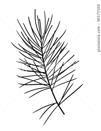 Christmas black outline fir tree branch, Winter holiday party design element Christmas black outline fir tree branch, Winter holiday party design element 96575568
