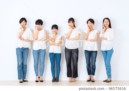 Female beauty multi-generation beauty young middle senior skin care 96575616