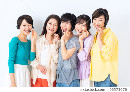 Female operator telephone appointment call center business Female operator telephone appointment call center business 96575676