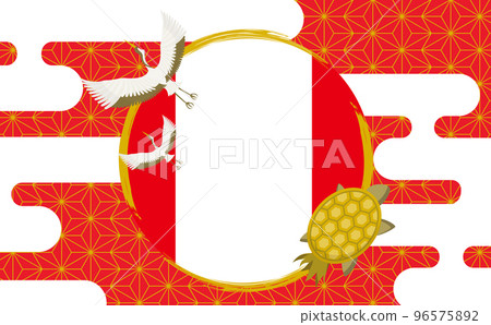 日式鶴龜日式日式慶典框素材_橫長_紅金_無文字 日式鶴龜日式日式慶典框素材_橫長_紅金_無文字 96575892