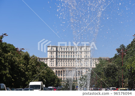 Prestigious Union Boulevard features Parliament Palace. Bucharest, Romania Prestigious Union Boulevard features Parliament Palace. Bucharest, Romania 96576094