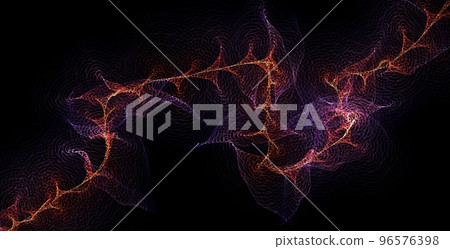Abstract violet and orange digital art on black technology background. 96576398