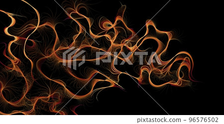 Abstract orange fiber digital art on black technology background. 96576502