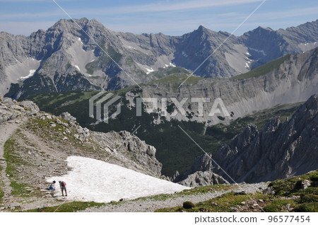 Austria, Innsbruck, Nordkette mountain range, scenery around the Haveleker observation deck 96577454