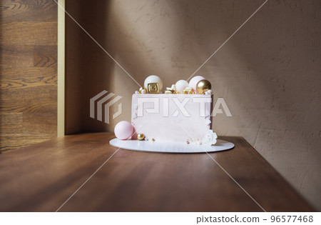 Half a fruit cake. Food styling. piece of cake with berries. Peanut cak 96577468