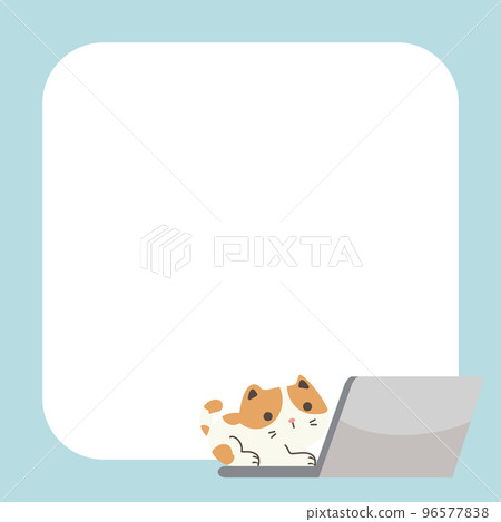 Cute cat on notebook with frame 96577838
