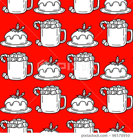 Seamless pattern with traditional Christmas cake 96578950