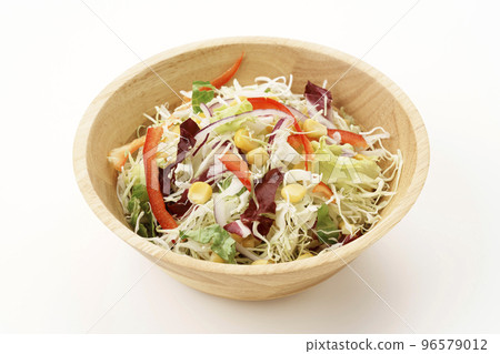 捲心菜絲和五顏六色的蔬菜沙拉 96579012