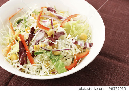 Shredded cabbage and colorful vegetable salad Shredded cabbage and colorful vegetable salad 96579013