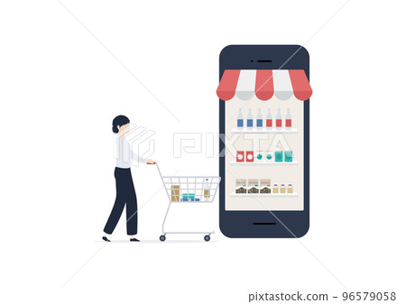 Save time and save money by making good use of the net supermarket! illustration material Save time and save money by making good use of the net supermarket! illustration material 96579058