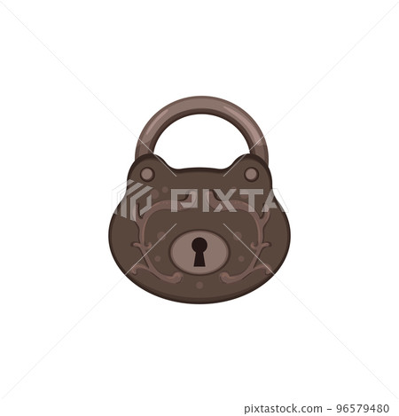 retro padlock vintage cartoon vector illustration 96579480