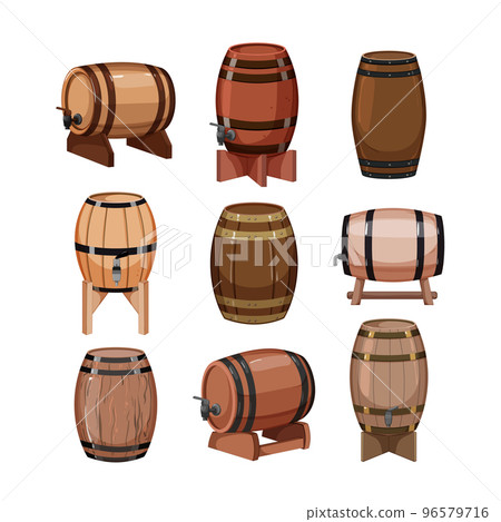 barrel wine set cartoon vector illustration barrel wine set cartoon vector illustration 96579716