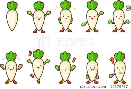 Radish character illustration set Radish character illustration set 96579717