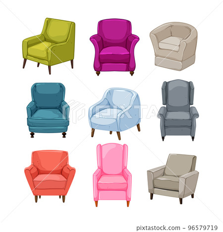 armchair chair set cartoon vector illustration 96579719