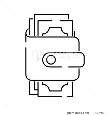 Wallet with money. Vector line flat icon. Salary symbol, sell, money, business 96579808