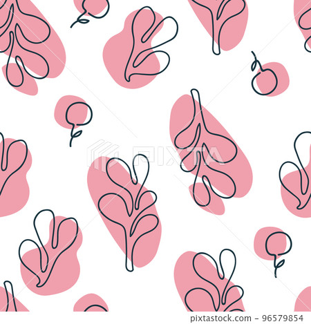 Abstract modern leaves in Matisse style. Seamless minimalist vector pattern Abstract modern leaves in Matisse style. Seamless minimalist vector pattern 96579854