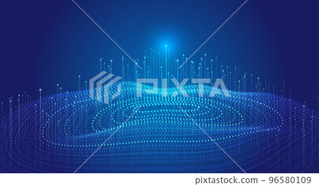 Internet big data background of blue swirl point lines and rising rays 96580109