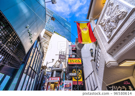 Tokyo cityscape in Japan View of Shibuya Parco from a popular slope near Shibuya Station 96580614