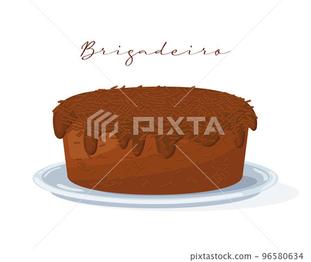 Brigadeiro cake, dessert, Latin American cuisine, Brazilian national cuisine. Food illustration, vector Brigadeiro cake, dessert, Latin American cuisine, Brazilian national cuisine. Food illustration, vector 96580634