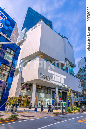 The cityscape of Tokyo, Japan, overlooking the popular Shibuya Parco, which is close to Shibuya Station 96580934