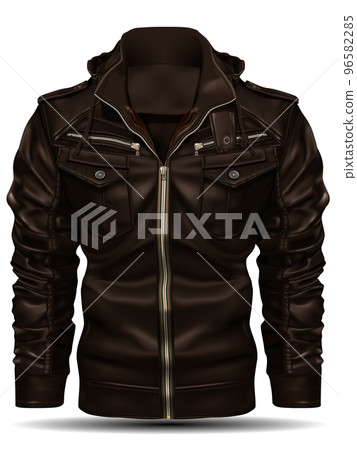 Realistic brown jacket leather for men on white background vector 96582285