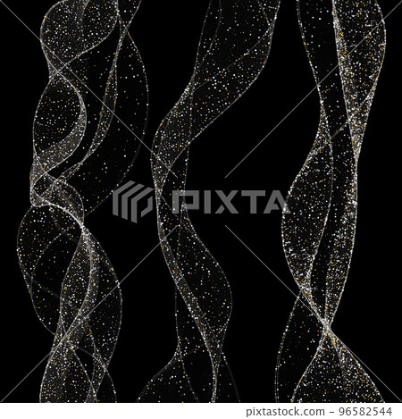 Silver gold and glitter wave set. Abstract history. illustration. Object isolated on black background Silver gold and glitter wave set. Abstract history. illustration. Object isolated on black background 96582544