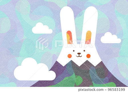 2023 Year of the Rabbit New Year's card Mount Fuji 96583199