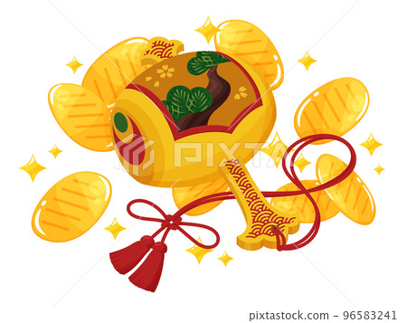 推出木槌和橢圓形的插圖 96583241