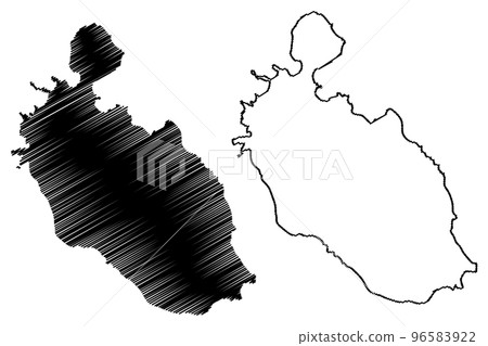 Vulcano island (Aeolian Islands, Italian Republic, Italy) map vector illustration, scribble sketch Isola del Vulcan map 96583922