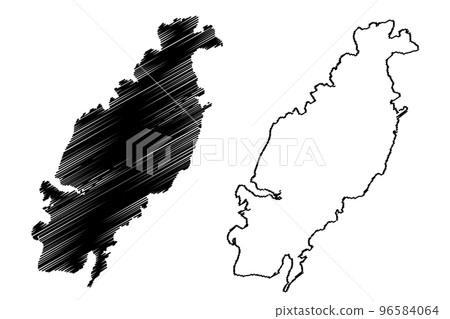 Yamdena island (Republic of Indonesia, South East Asia, Tanimbar Archipelago) map vector illustration, scribble sketch Jamdena map 96584064